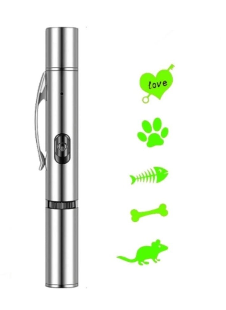 Generic 5 in 1 Cat Laser Toy with Assorted Patterns (Heart, Cat Hand, Fish, Mouse, Bone) - USB Rechargeable Interactive Laser Pointer for Playing, Exercising, and Training - Perfect Gift for Indoor Cats and Small Dogs  - Image 1