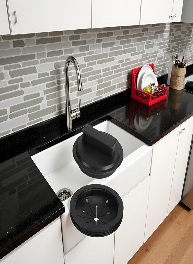Jinshining 2PCS Black 3 Inch Garbage Disposal Splash Guards - Garbage Disposal Stopper - Garbage Disposal Splash Guards and Kitchen Sink Stopper Universal Rubber Food Waste Disposer Parts - Image 3