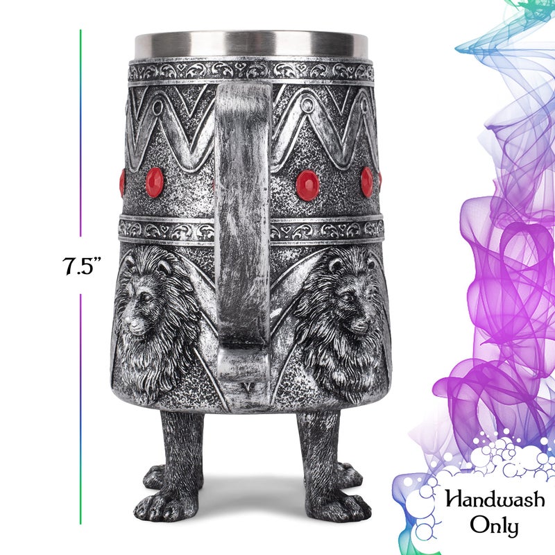 Cottage Garden Lion Royal Red Jeweled 14 ounce Stainless Steel Insert Goblet Chalice Mug - Image 4