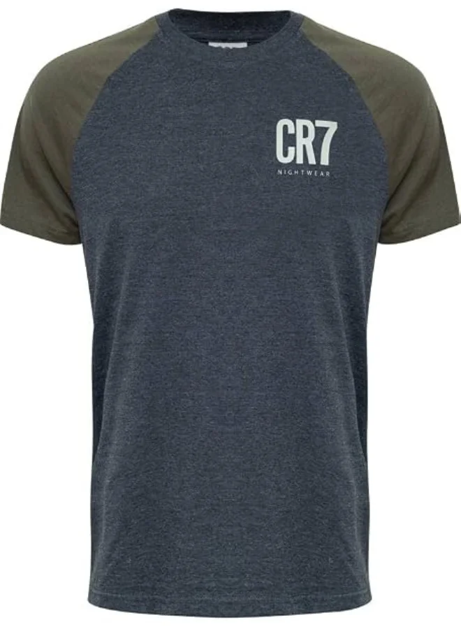 CR7 CR7 Men's Pyjama Set – Soft Cotton Short Sleeve T-Shirt & Shorts Sleepwear Set, Breathable Comfort Fit Nightwear, Charcoal Grey & Olive Green