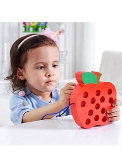 NIBEMINENT Apple Shaped Lacing Early Learning Toy 6x5.5x1inch  - Image 4