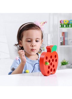 NIBEMINENT Apple Shaped Lacing Early Learning Toy 6x5.5x1inch  - Image 5
