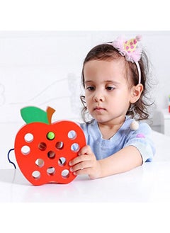 NIBEMINENT Apple Shaped Lacing Early Learning Toy 6x5.5x1inch  - Image 2