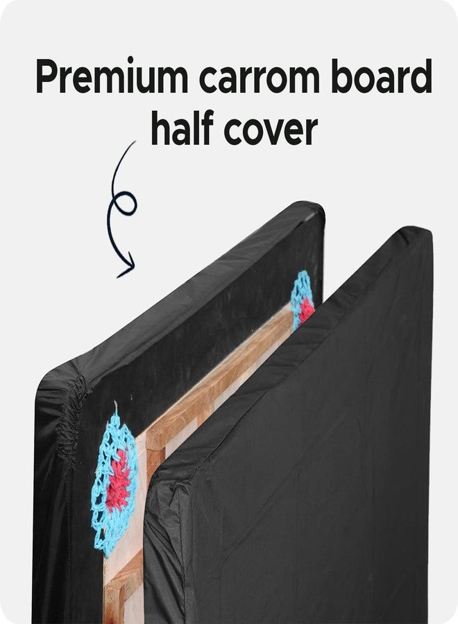 Encasify Stretch-Fit 40x40 Inch Jumbo Half Carrom Board Cover – Durable Dust & Moisture Protection with Accessory Storage Pocket | Black - Image 2