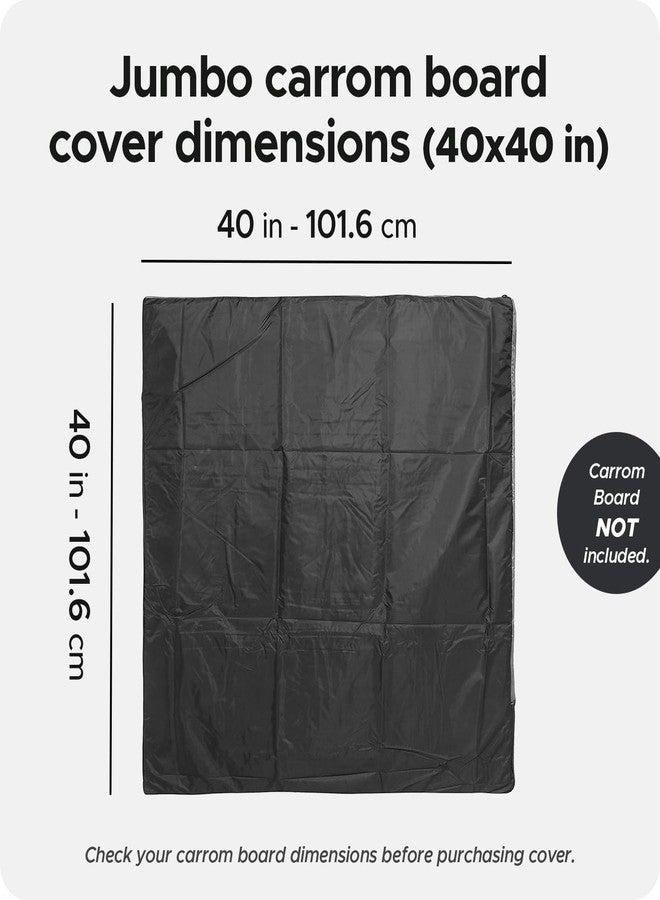 Encasify Stretch-Fit 40x40 Inch Jumbo Half Carrom Board Cover – Durable Dust & Moisture Protection with Accessory Storage Pocket | Black - Image 3