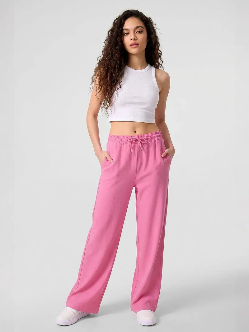 تومي لايف TOMMY Mid Waist Palazzo Pants with Drawstring