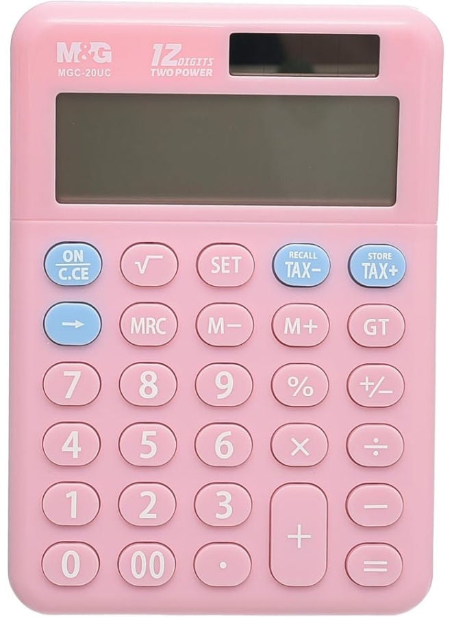 ام اند جي آلة حاسبة مكتبية، وظيفة ضريبية، ١٢ رقمًا، طاقة مزدوجة، تصميم أنيق، ألوان متنوعة - Image 1