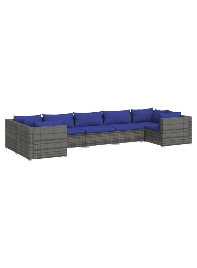 vidaxl 7 Piece Garden Lounge Set with Cushions Poly Rattan Grey 3101958 - Image 1