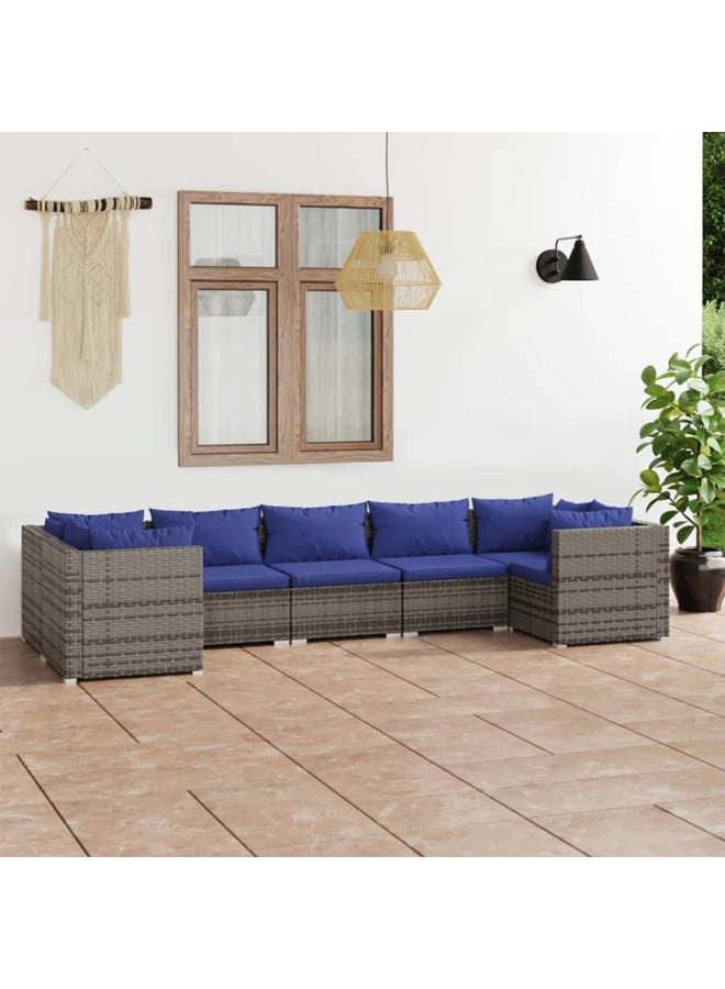 vidaxl 7 Piece Garden Lounge Set with Cushions Poly Rattan Grey 3101958 - Image 2