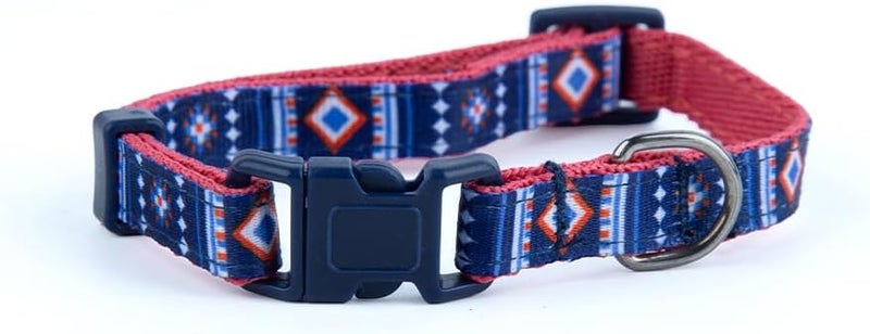 Daiso Small Dog Collar with Kilim Pattern – Blue Adjustable Soft Nylon Pet Collar for Small Dogs & Cats - Image 2