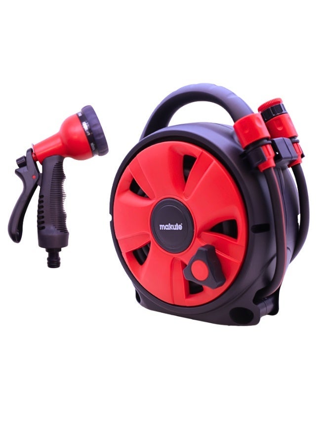 Makute MKMGHR1015 Mini Retractable Garden Hose Reel with 15m Anti-Knotting Hose and 8-Pattern Nozzle - Image 2