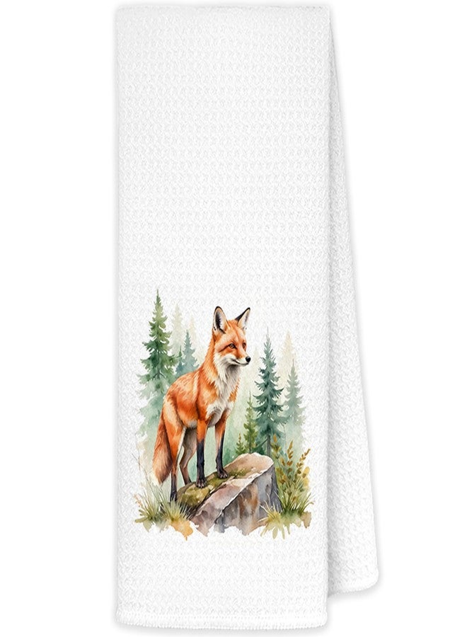 JINYO Forest Fox Kitchen Towels, Fox Gifts Hand Towels for Bathroom, Foxs Decorations for Home, 16x24 Inch - Image 1