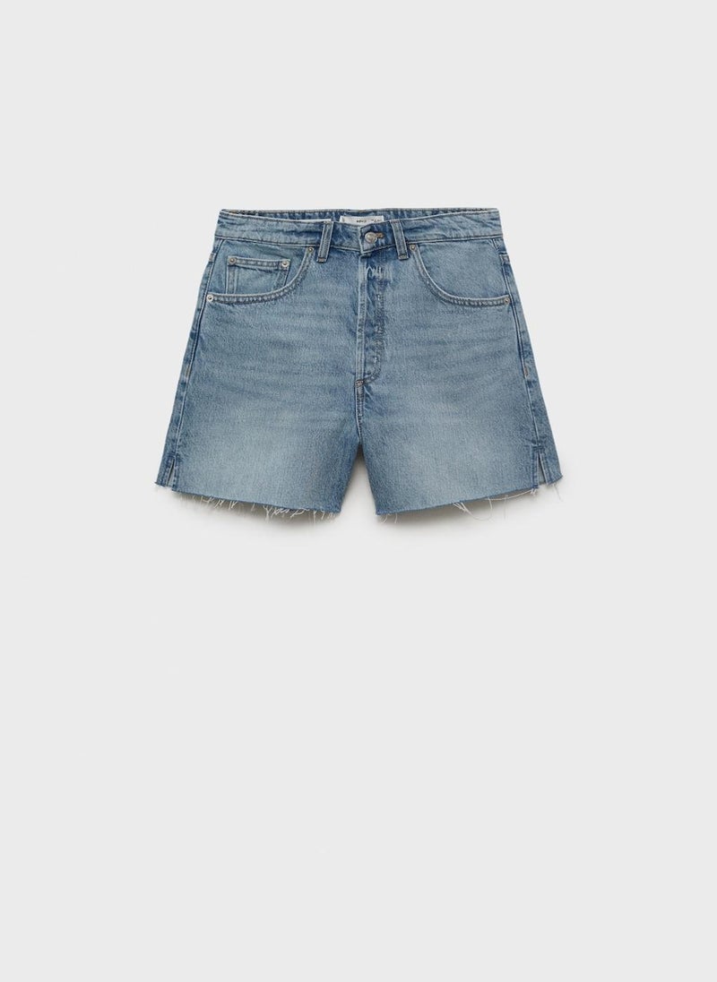 MANGO Frayed Hem Denim Shorts  - Image 5