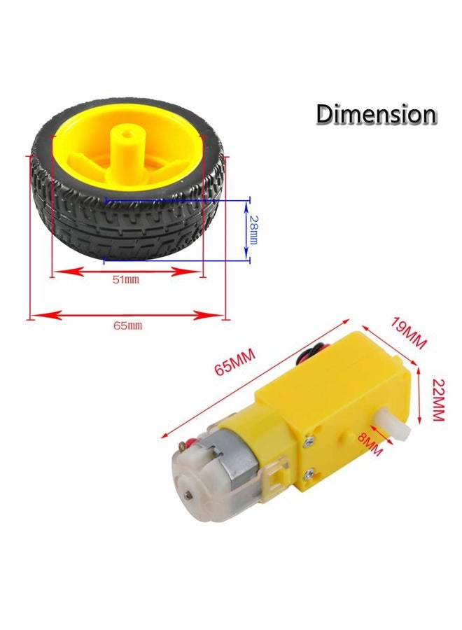 Stemedu Mini DC Electric Gearbox Dual Shaft Geared TT Motor Plastic Tire Tyres Wheel DC 3-6V for Ar duino 1:48 Smart Car Robot (4 Sets) - Image 2