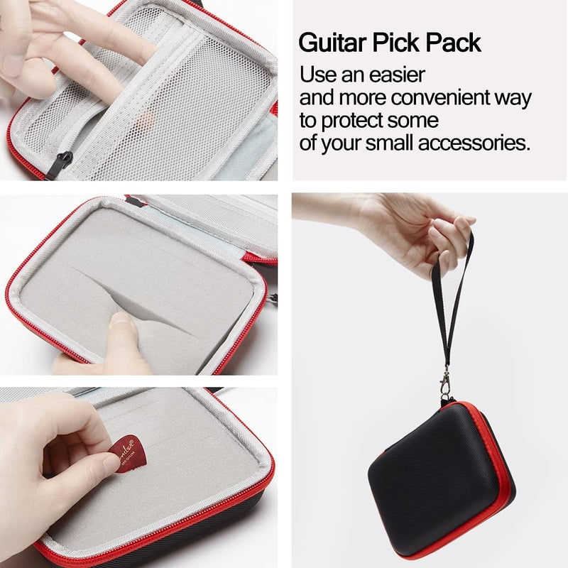 COOZOOM Guitar Pick Holder Case Compatible for Fender, ChromaCast, D'Addario, JIM DUNLOP, Bolopick, UNLP MUSICAL INSTRUMENT Guitar Accessories, All Size Picks Storage Pouch Box-Bag Red - Image 4