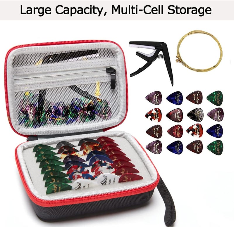 COOZOOM Guitar Pick Holder Case Compatible for Fender, ChromaCast, D'Addario, JIM DUNLOP, Bolopick, UNLP MUSICAL INSTRUMENT Guitar Accessories, All Size Picks Storage Pouch Box-Bag Red - Image 2