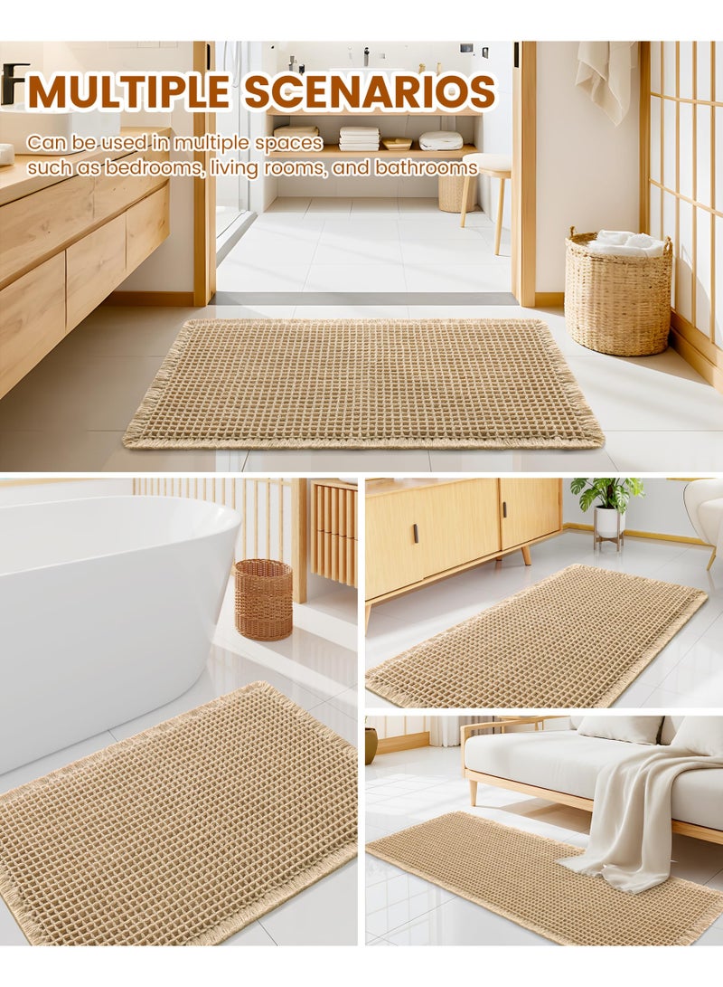 ECLux Waffle Bath Mat 30x20, Extra Soft Absorbent Bathroom Rugs, Non Slip Machine Washable Quick Dry Bath Rugs for Bathroom Floor, Tub, Shower, Home Decor Accessories, Brown - Image 3