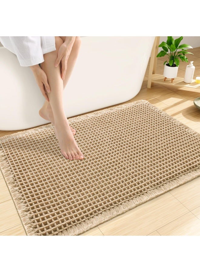 ECLux Waffle Bath Mat 30x20, Extra Soft Absorbent Bathroom Rugs, Non Slip Machine Washable Quick Dry Bath Rugs for Bathroom Floor, Tub, Shower, Home Decor Accessories, Brown - Image 1