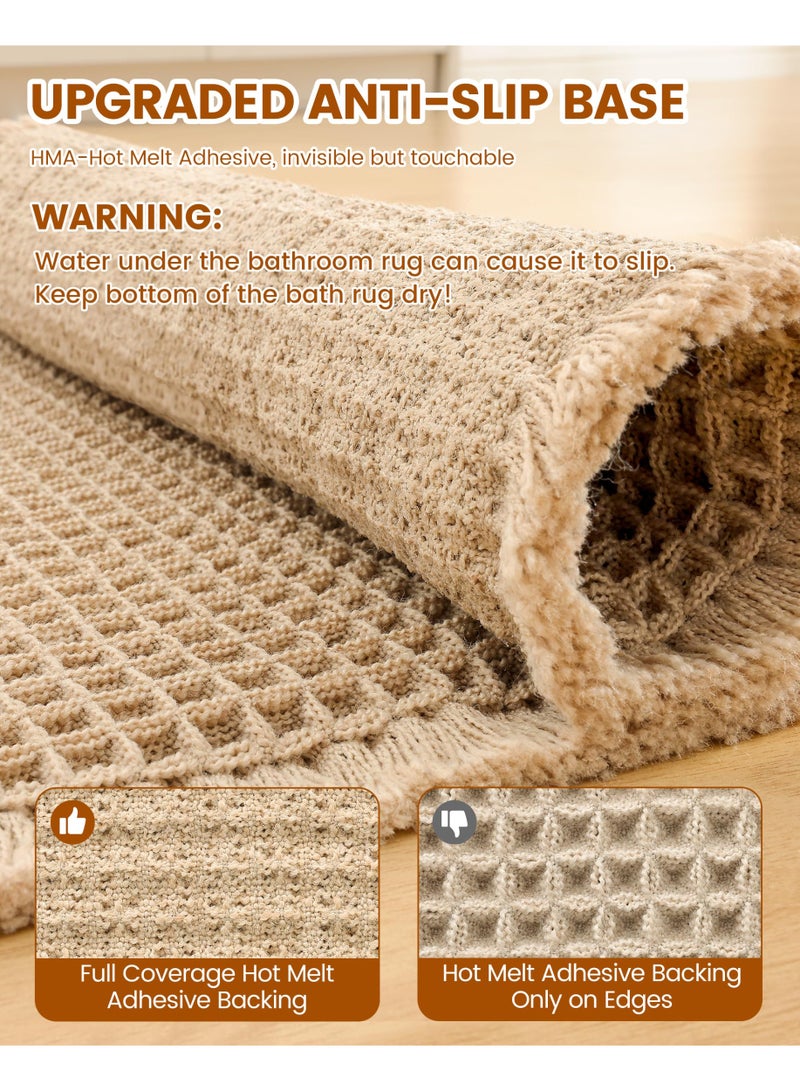 ECLux Waffle Bath Mat 30x20, Extra Soft Absorbent Bathroom Rugs, Non Slip Machine Washable Quick Dry Bath Rugs for Bathroom Floor, Tub, Shower, Home Decor Accessories, Brown - Image 4