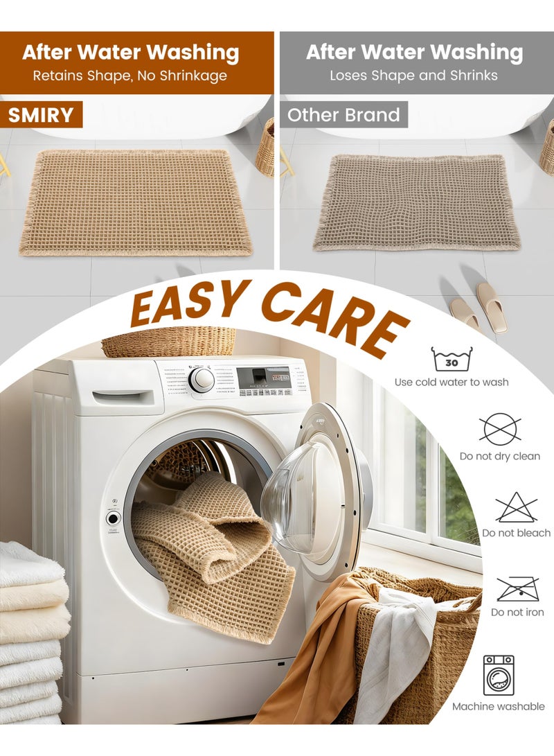 ECLux Waffle Bath Mat 30x20, Extra Soft Absorbent Bathroom Rugs, Non Slip Machine Washable Quick Dry Bath Rugs for Bathroom Floor, Tub, Shower, Home Decor Accessories, Brown - Image 2