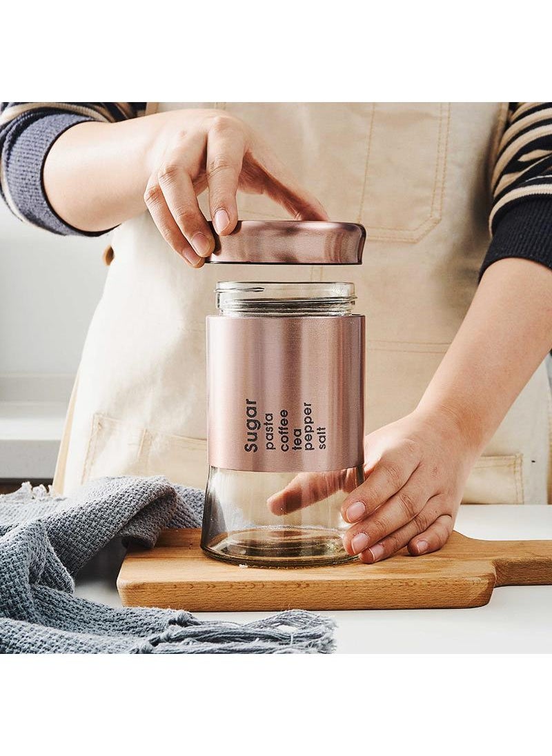 Y&D Rose Gold Stainless Steel 3 Piece Set Candy Coffee Grain Sealed Bottle  - Image 3