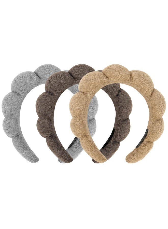 ACO-UINT 3 Pack Spa Headbands for Washing Face, Skincare Headbands Makeup Headband Sponge Face Wash Headbands, Terry Cloth Headbands Puffy Hair Band for Washing Face - Image 1