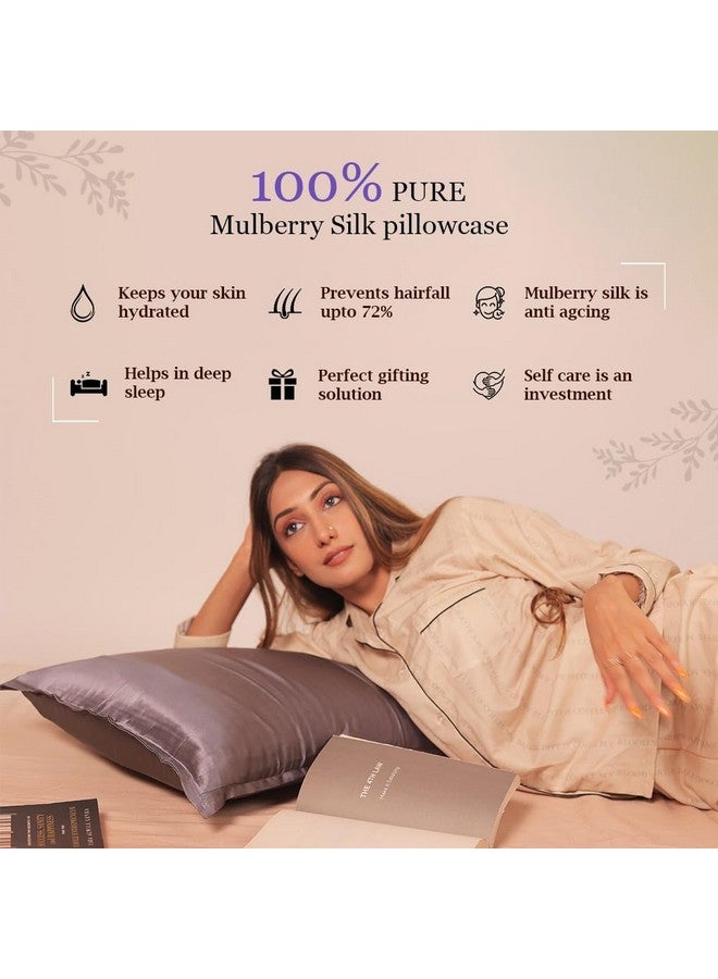 Furbo Furbo Mulberry Silk Pillow Cover and Scrunchy Combo Pure Silk Pillow Cases for Hair and Skin Anti Aging Anti Hair Fall Anti Acne, 70 x 40 CM (Grey 1 Pillowcase, 1 Scrunchie) - Image 4