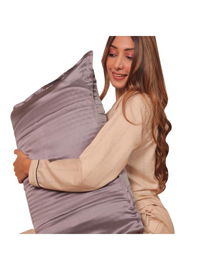 Furbo Furbo Mulberry Silk Pillow Cover and Scrunchy Combo Pure Silk Pillow Cases for Hair and Skin Anti Aging Anti Hair Fall Anti Acne, 70 x 40 CM (Grey 1 Pillowcase, 1 Scrunchie) - Image 2