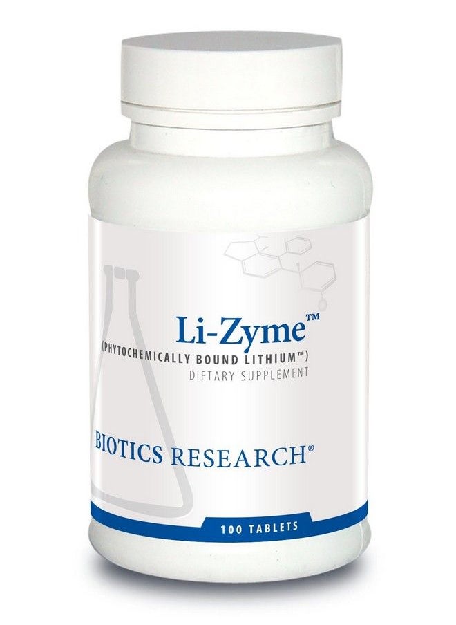 BIOTICS - Research Li Zyme 50 Micrograms Lithium As A Whole Food Phytochemically Bound Lithium. Highly Bioavailable. Supports Brain Function. Memory And Mood Support.100 Tablets - Image 1