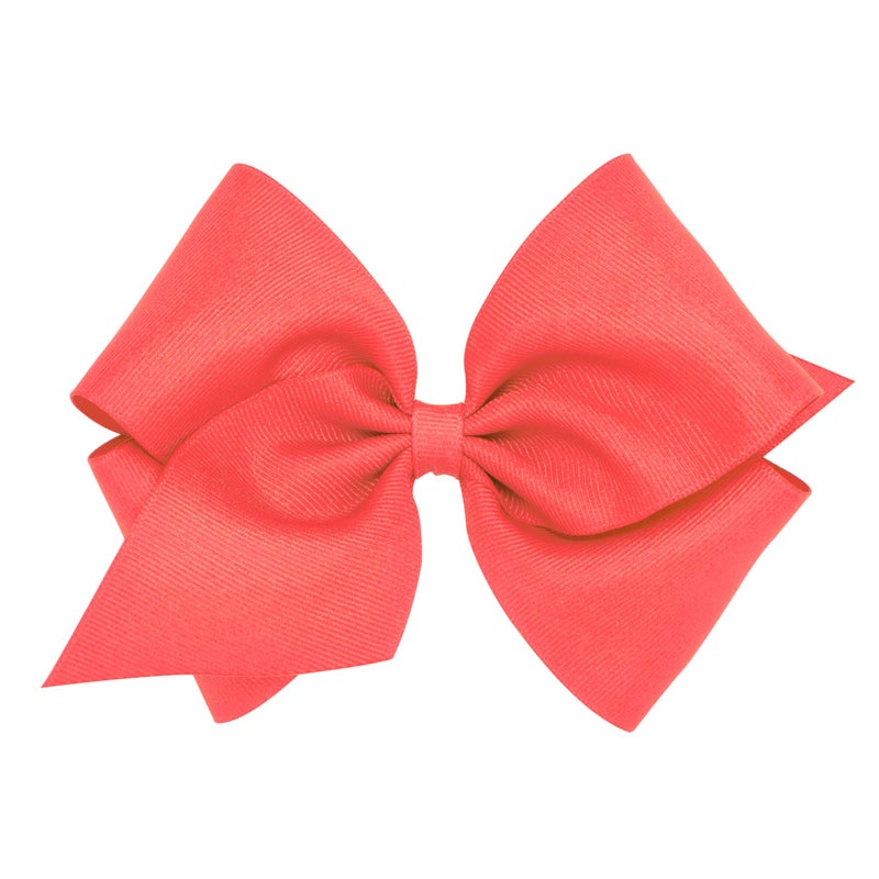 Wee Ones Girls' Plain Wrap Classic Grosgrain Hair Bows on a WeeStay No-Slip Hair Clip, Handmade, Mini King, Watermelon - Image 1