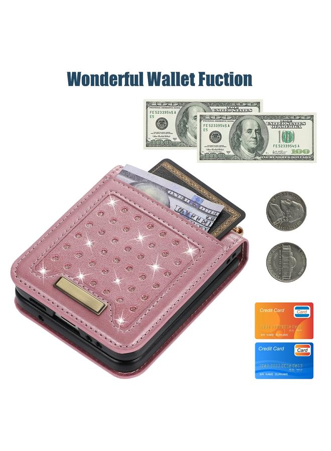 S-TOP Case For Samsung Galaxy Z Flip4 Three-fold RFID Leather Phone Case with Lanyard - Image 5