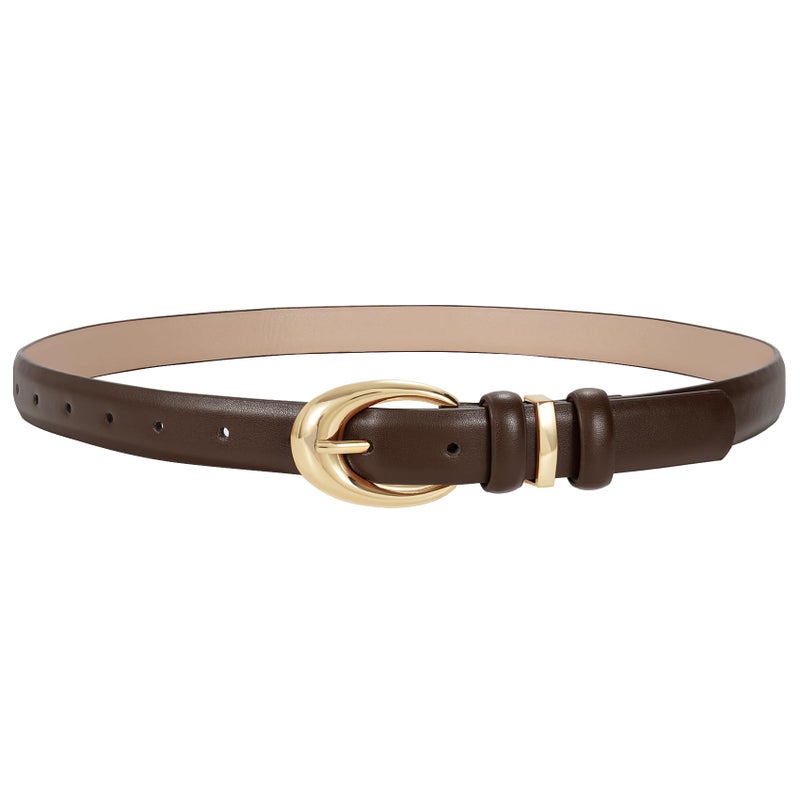 TRIWORKS Women Leather Belt for Jeans Pants Fashion Ladies Skinny Faux Leather Dress belt with Gold Buckle - Image 1
