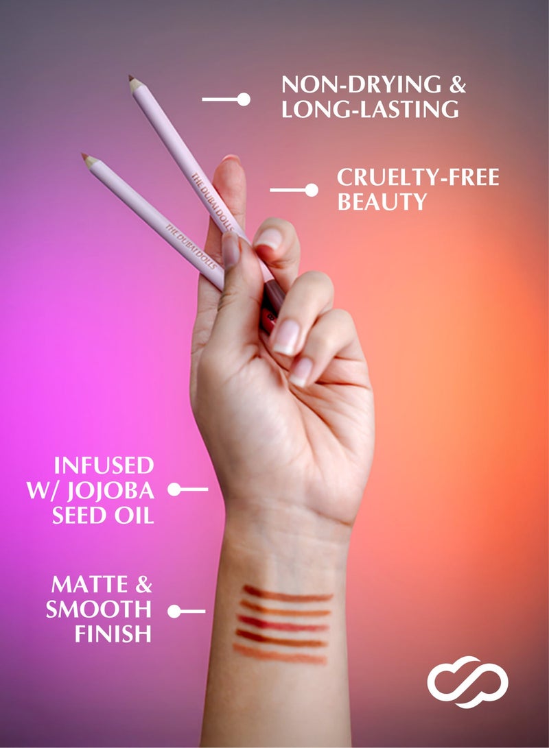 دبي دولز قلم تحديد الشفاه دارينغ من ذا دبي دولز | طويل الثبات، ناعم وغير مجفف – بني موكا - Image 4