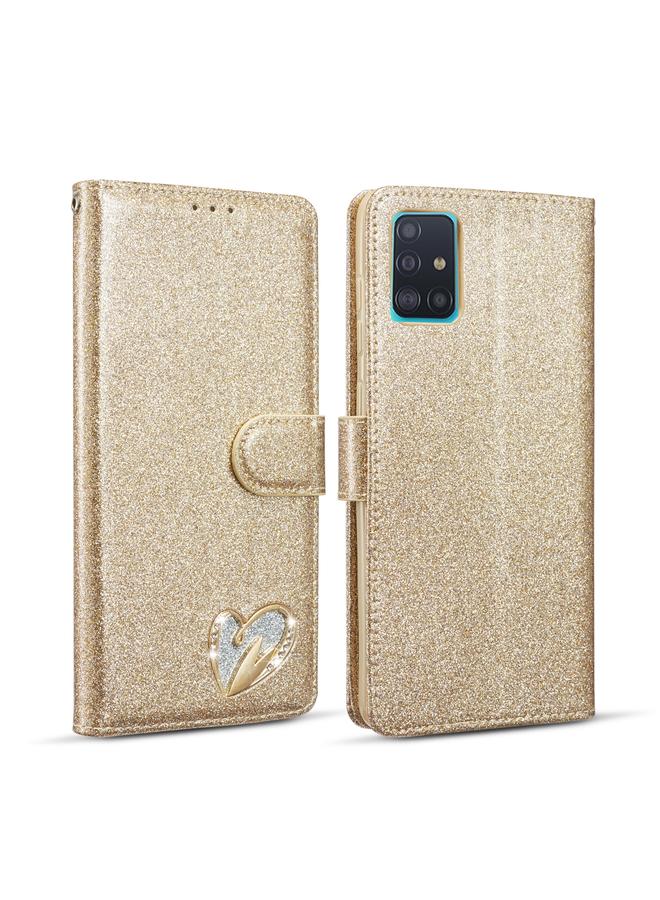 S-TOP Case For Samsung Galaxy A51 Glitter Powder Love Leather Phone Case - Image 1