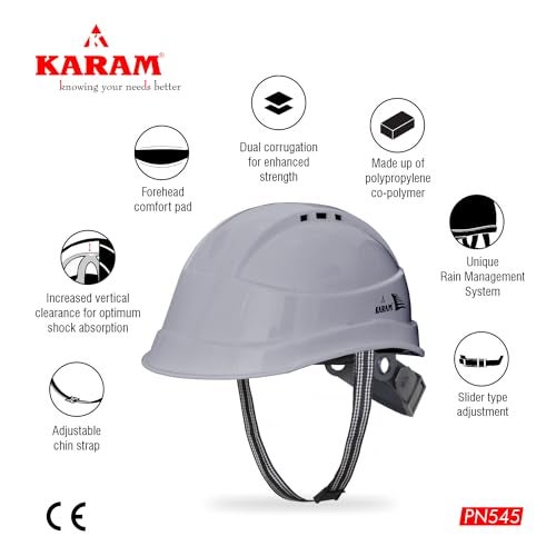 Karam ISI Marked Safety Helmet with Slider Type Adjustment for Outdoor Head Protection (Apex Grey) PN545 - Image 3