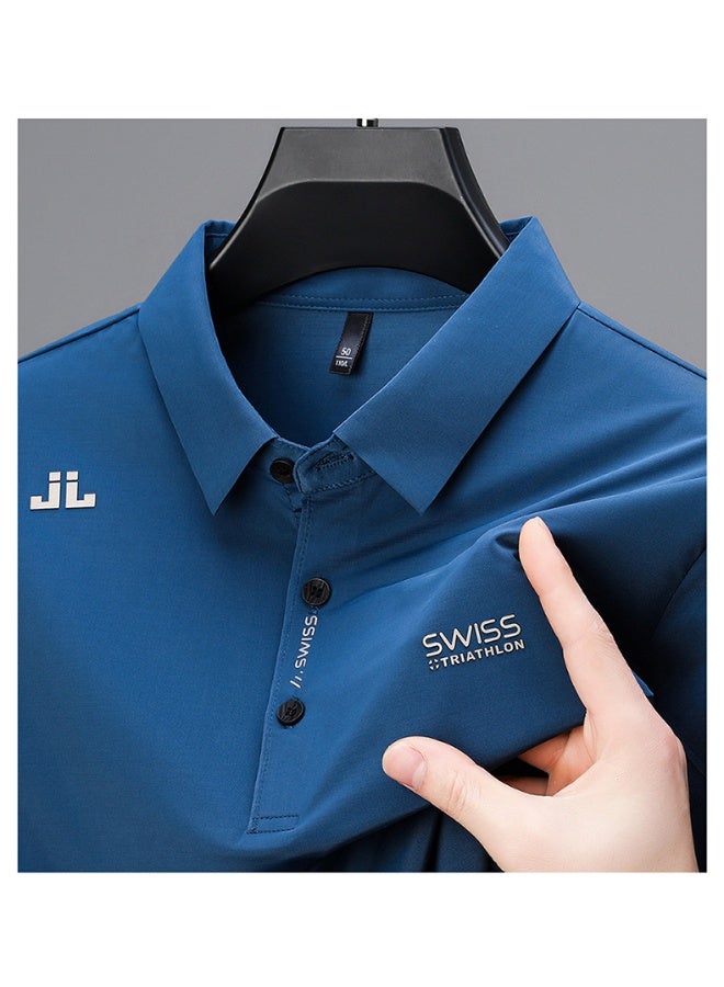 SWISS Men's Business Casual Short Sleeved Shirt Polo Shirt Fashionable Breathable Comfortable Versatile Top - Image 1