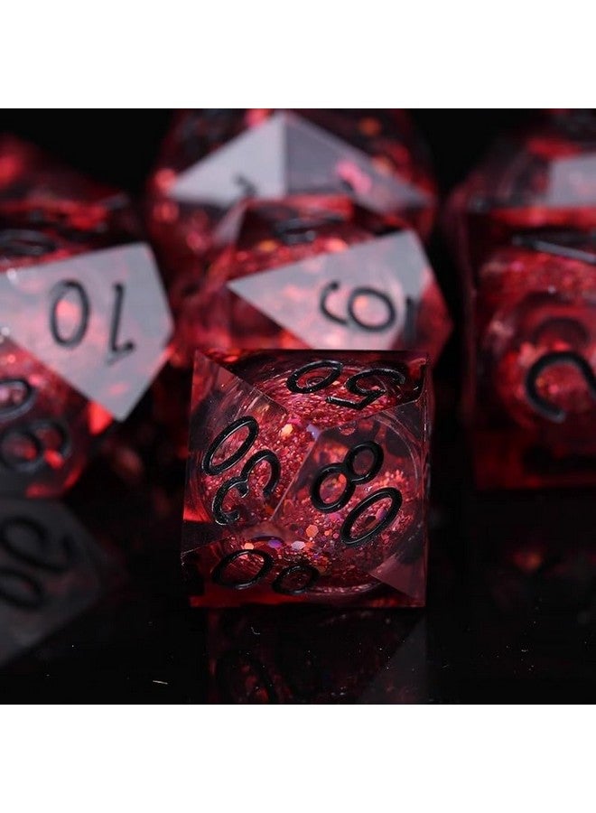 Liquid Core DND Dice Set,Dungeons and Dragon Game Dice Set D&D Gifts with Box,7Pcs Sharp Edge Resin Dungeons and Dragons Polyhedral Role Playing Gaming (Liquid Core, Red)  - Image 3