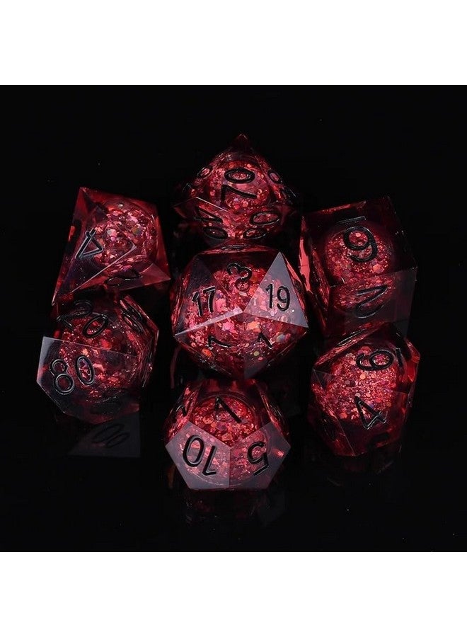 Liquid Core DND Dice Set,Dungeons and Dragon Game Dice Set D&D Gifts with Box,7Pcs Sharp Edge Resin Dungeons and Dragons Polyhedral Role Playing Gaming (Liquid Core, Red)  - Image 2