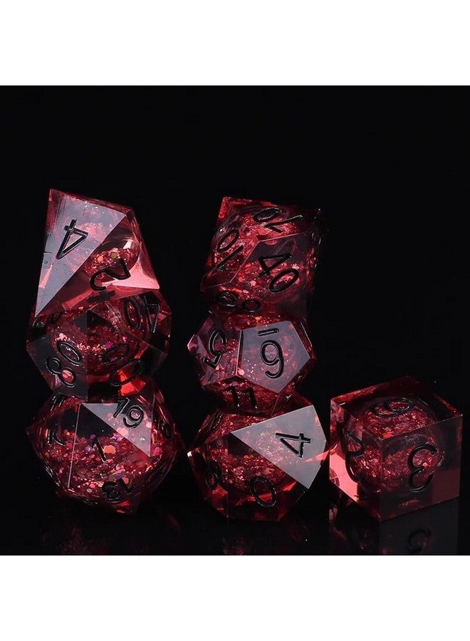 Liquid Core DND Dice Set,Dungeons and Dragon Game Dice Set D&D Gifts with Box,7Pcs Sharp Edge Resin Dungeons and Dragons Polyhedral Role Playing Gaming (Liquid Core, Red)  - Image 4