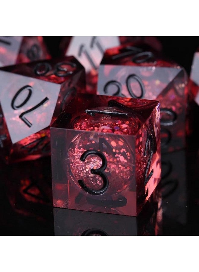 Liquid Core DND Dice Set,Dungeons and Dragon Game Dice Set D&D Gifts with Box,7Pcs Sharp Edge Resin Dungeons and Dragons Polyhedral Role Playing Gaming (Liquid Core, Red)  - Image 5