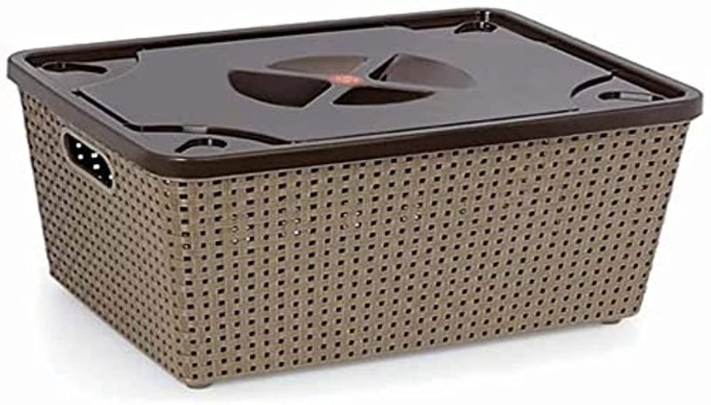 Assorted Color Plastic Storage Basket with Lid  Dune 888 355cm x 30cm x 18cm