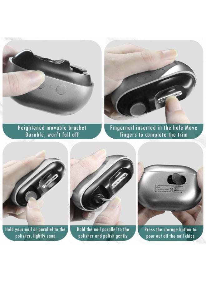 MUNTAQI Electric Nail Clippers for Adults & Kids, 2-in-1 Automatic Nail Trimmer with Built-in Polisher, Safe & Quiet Electric Nail Cutter for Fingernails & Toenails, Rechargeable Nail Grooming Kit - Image 3