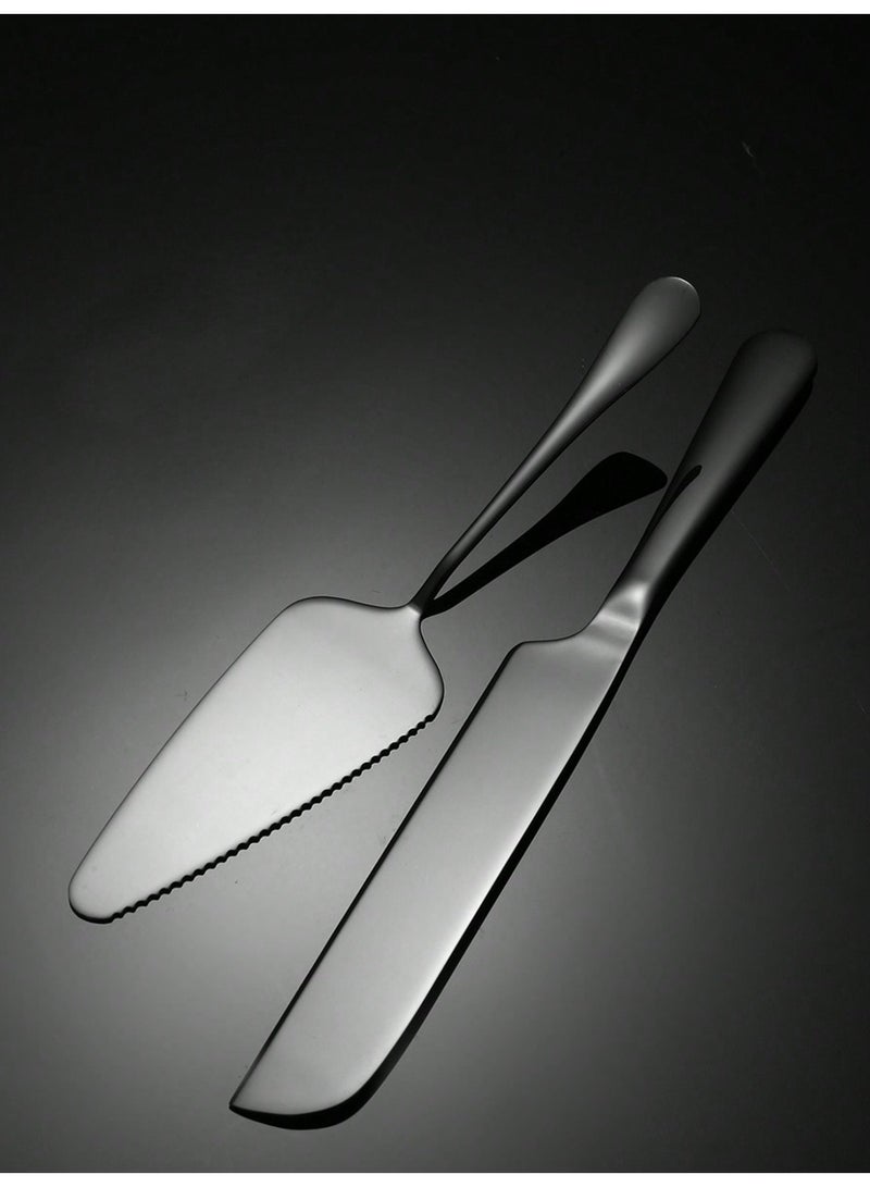 Stainless Steel Cake Knife and Server Set for Cutting and Serving Cakes Desserts Wedding Birthday 2 Pieces - Image 2