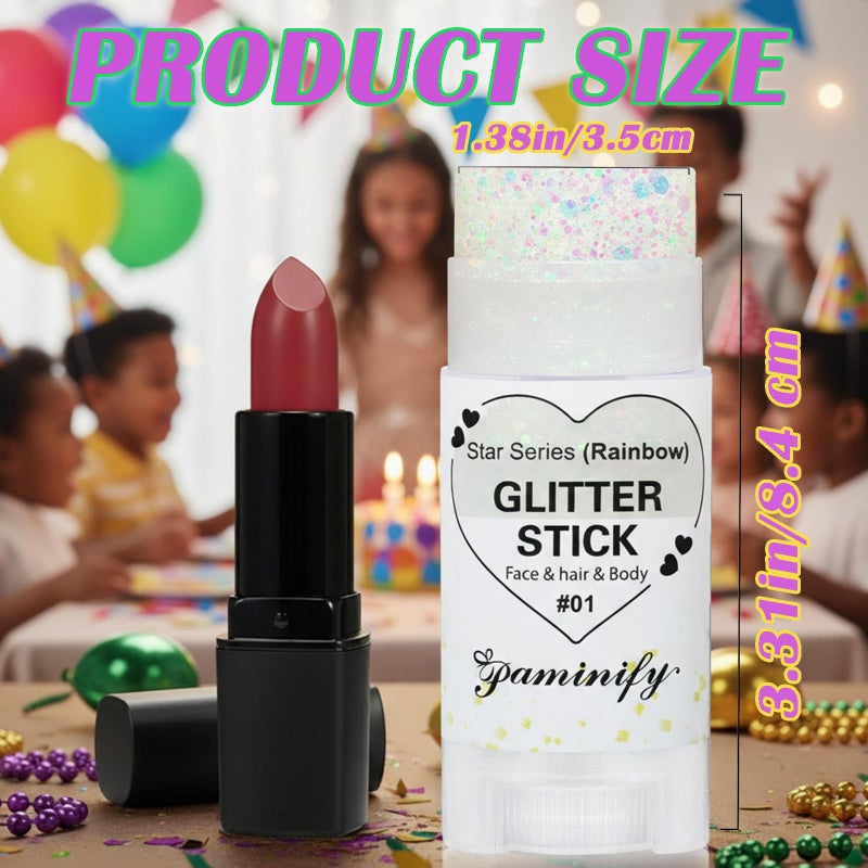 Paminify Rainbow White Hair Glitter Stick for Kids,Mermaid Fairy Costume Body Face Glitter, Singer Concert Cosplay Glitter Makeup,Waterproof Sequins Rave Accessories,Mardi Gras Outfit for Women - Image 5