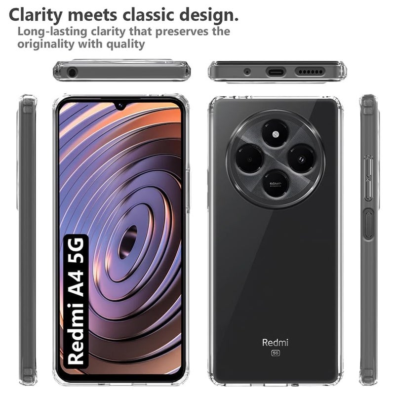 Nishtech for Redmi A4 5G Premium Transparent Hybrid Soft Slim Dust Proof Back Case Cover with Camera Protection - Image 2