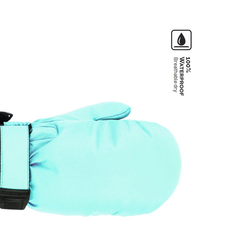 HIGHCAMP Kids Long Cuff Winter Snow Ski Mitten with Zipper Waterproof Gloves for Toddler Boys Girls-Aqua,XS (1-3 Y) - Image 5