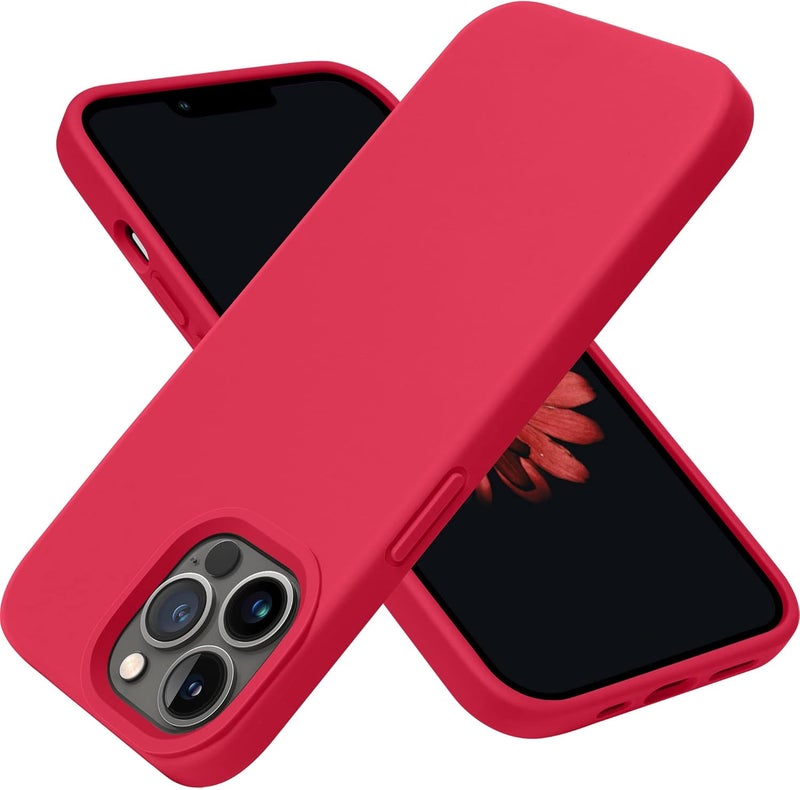 اوتوفلاي حافظة iPhone 13 Pro Max، [حماية من السقوط بدرجة عسكرية] [بطانة من الألياف الدقيقة مقاومة للخدش] حافظة هاتف سيليكون مقاوم للصدمات واقية رفيعة ونحيفة 6.7 بوصة، أحمر - Image 1