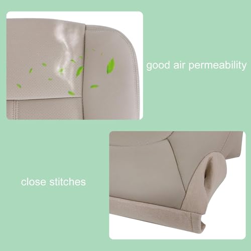 FZJDSD Tan Driver Side Bottom Perforated Leather Replacement Seat Cover Compatible with Ford F250 F350 F450 F550 Lariat 2011 2012 2013 2014 2015 2016 - Image 2