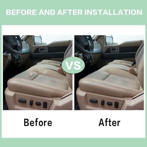 FZJDSD Tan Driver Side Bottom Perforated Leather Replacement Seat Cover Compatible with Ford F250 F350 F450 F550 Lariat 2011 2012 2013 2014 2015 2016 - Image 3