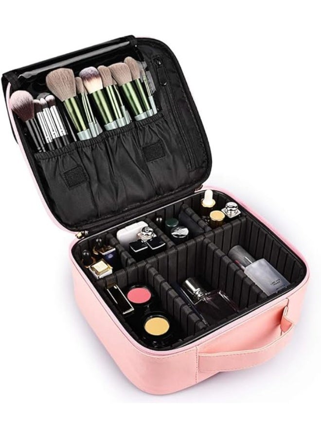 Travel Makeup Bag for Cosmetic Organizer with Large Removable Magnetic Lighted Mirror - Image 2